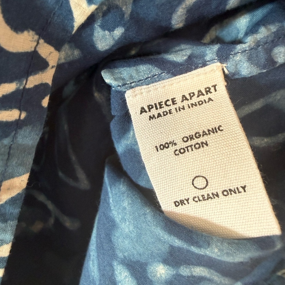 APIECE APART Patricia Flutter Sleeve 100% Organic Cotton Indigo Floral Print Top - Picture 5 of 9